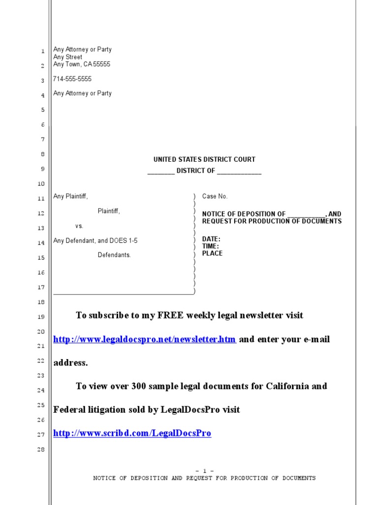 Deposition Letter Samples 850x1100