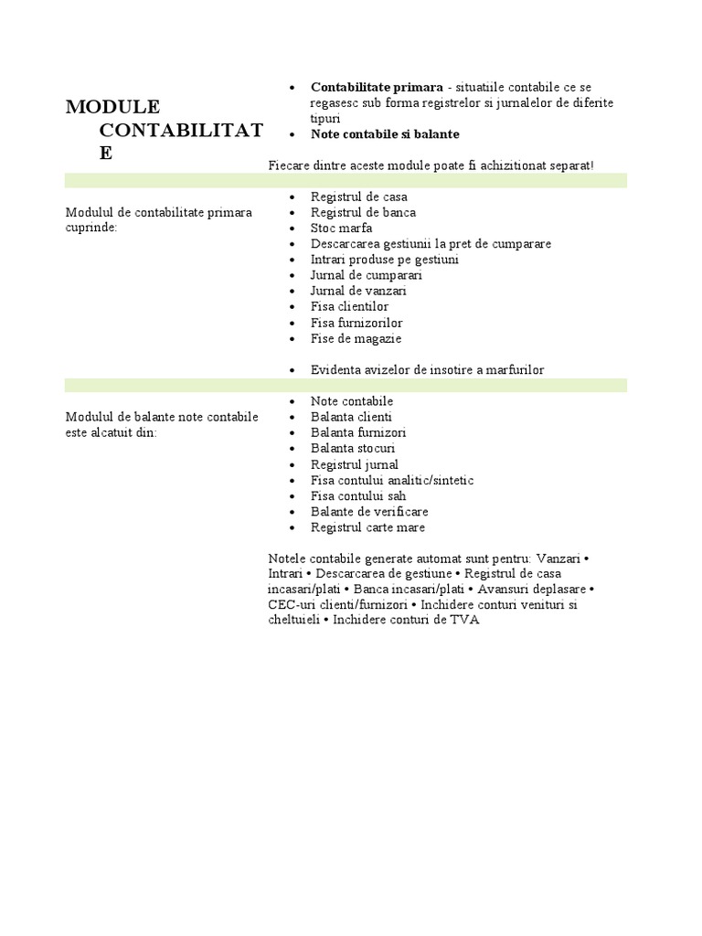 Module Contabilitate | PDF
