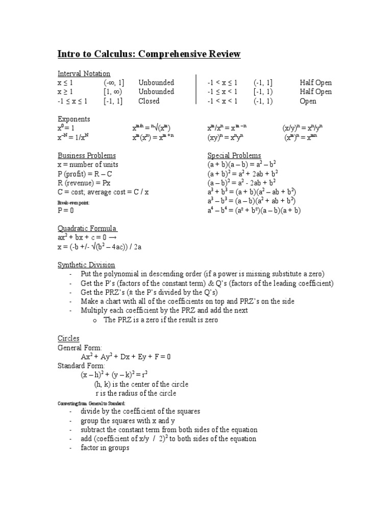 Intro to Calculus Overview | PDF | Teaching Mathematics
