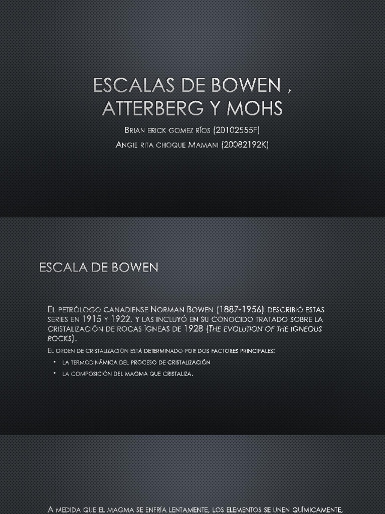 Escalas de Bowen, Atterberg y Mohs PDF