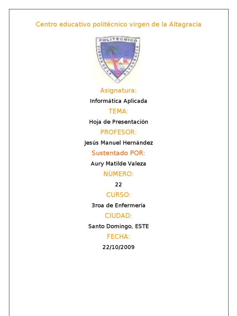 Centro Educativo Politécnico Virgen de La Altagracia | PDF | Educación ...