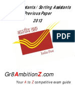 Postal Assistants Previous Paper 2013 Gr8AmbitionZ
