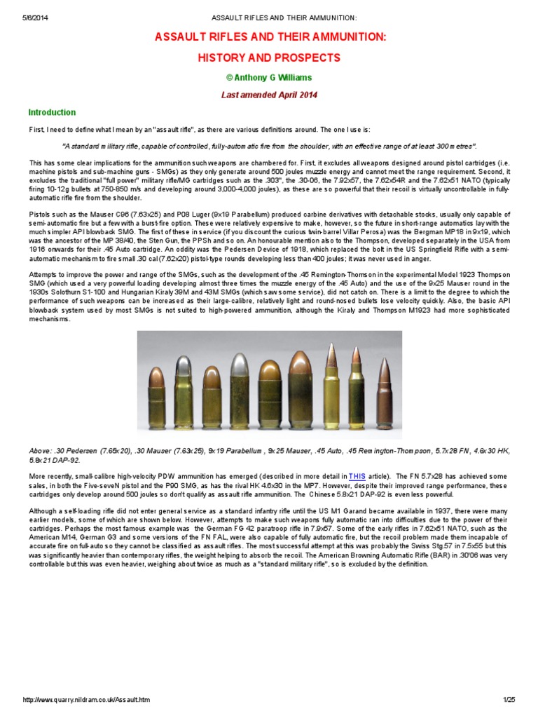 Assault Rifles and Their Ammunition | PDF | Rifle | Cartridge (Firearms)