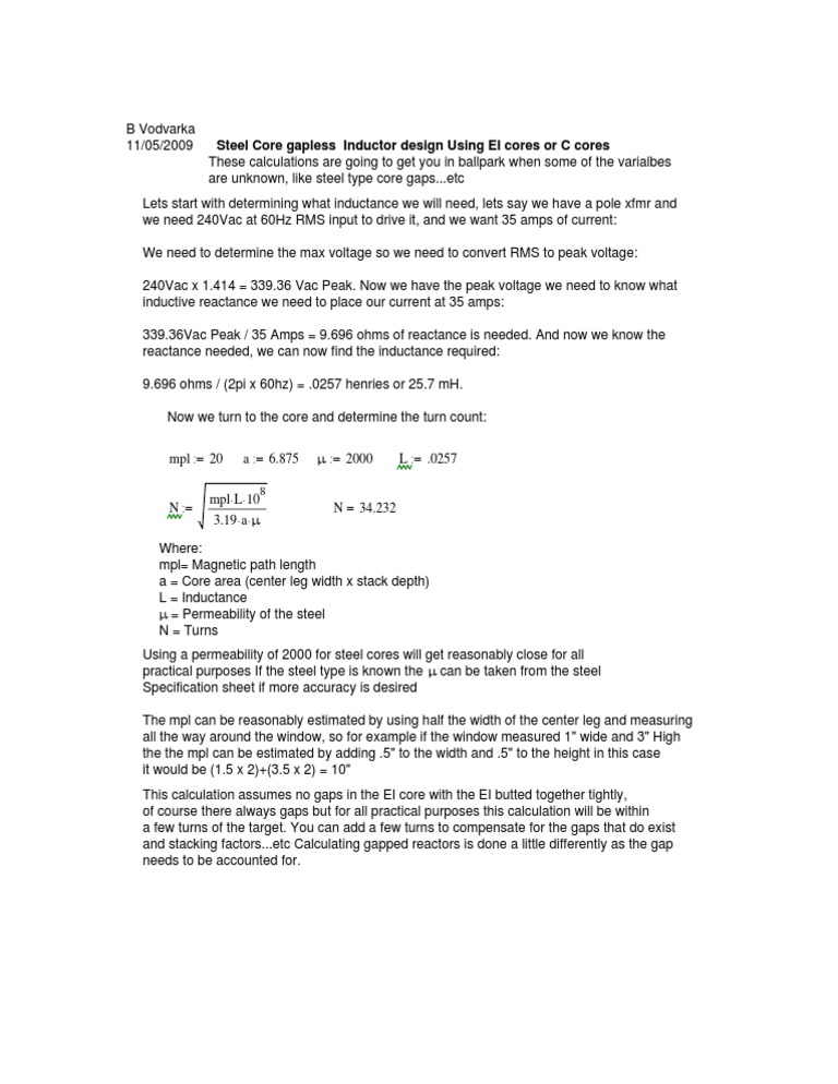 Steel Core Inductor Design Guide | PDF