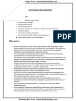 CBSE Class 11 Physics Notes - Units and Measurement