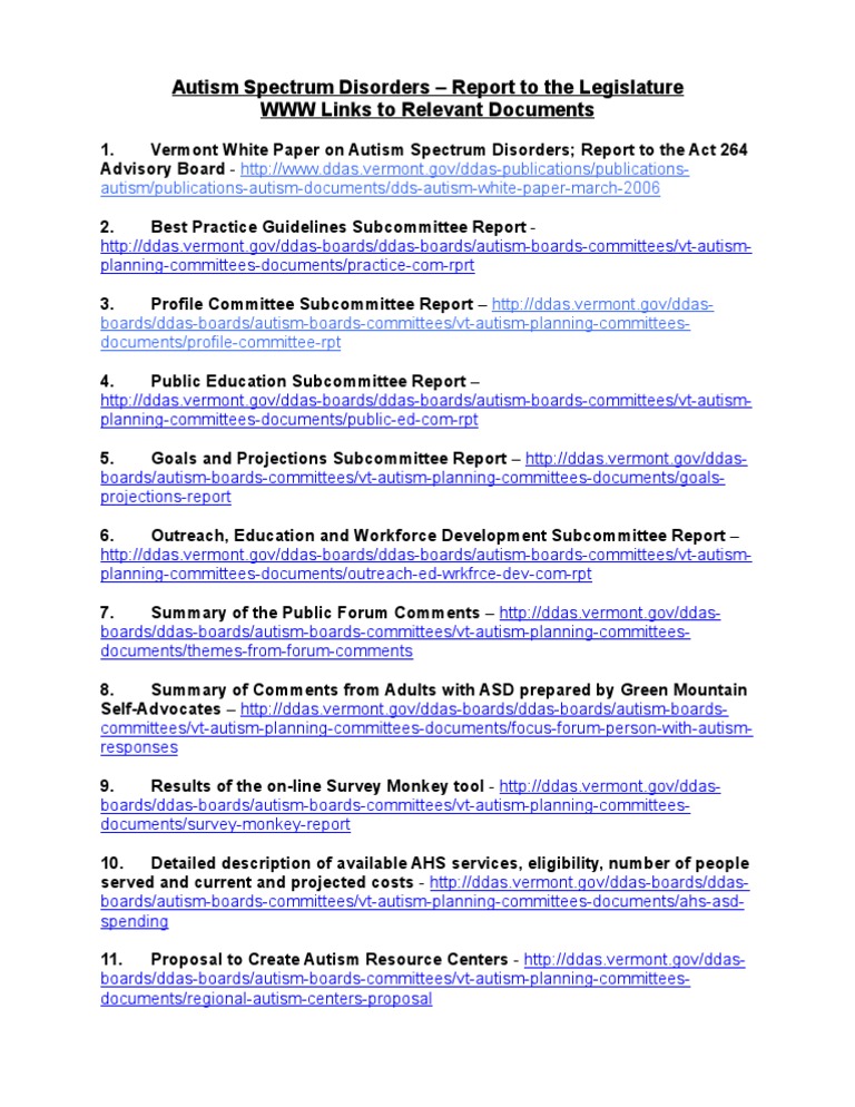 Web Links To Autism Report | PDF