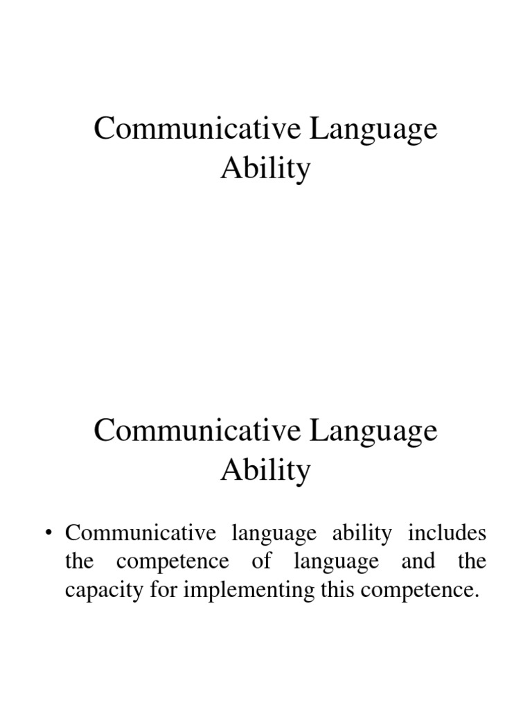 Communicative Language Ability PDF Sociolinguistics Competence