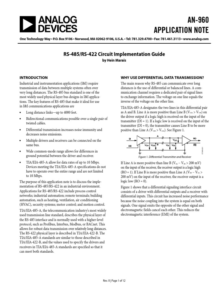 An-960 RS 485 Incl Termination Details | PDF