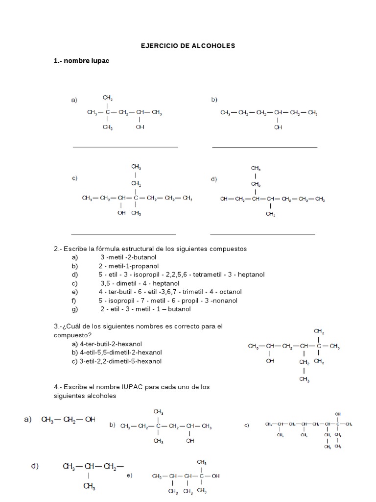 Ejercicio De Alcoholes