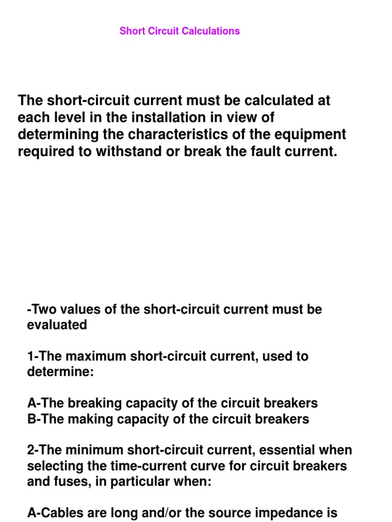 Short Circuit Calculation Electrical Network Electrical Impedance
