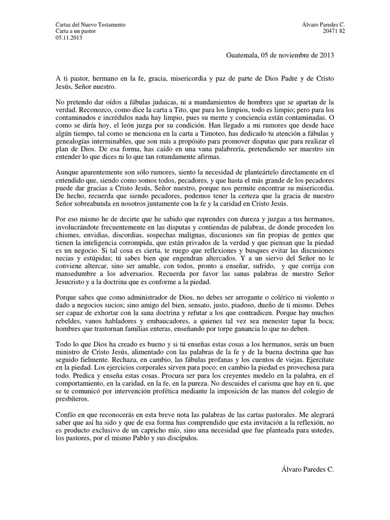 Carta A Un Pastor  PDF  Cristo (título)  Fe