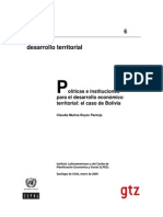 Políticas e Instituciones Para El Desarrollo Económico Territorial. Caso Bolivia