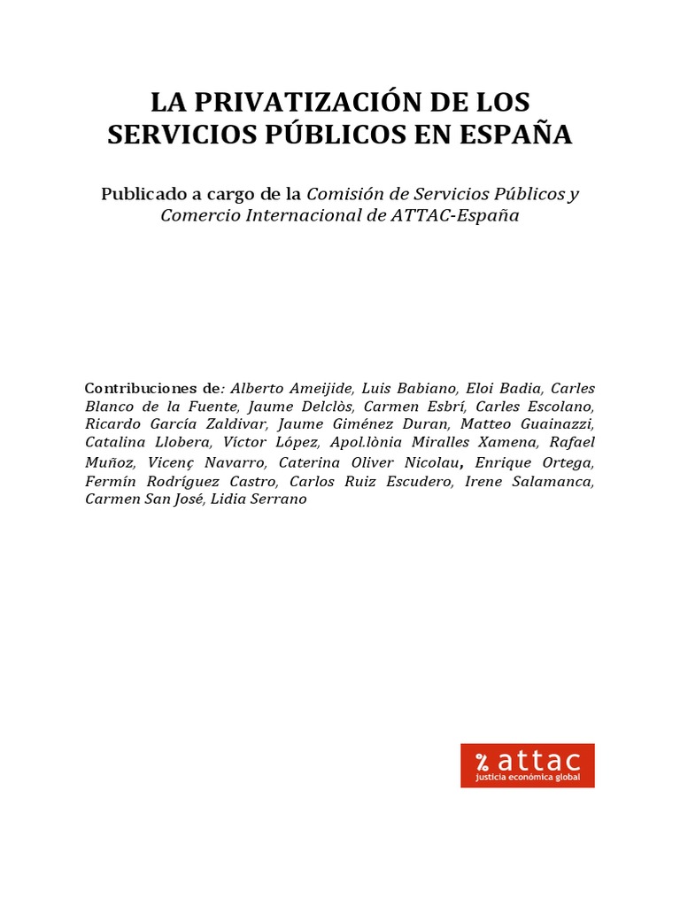 La Privatizacion de Los Servicios Públicos en España | PDF
