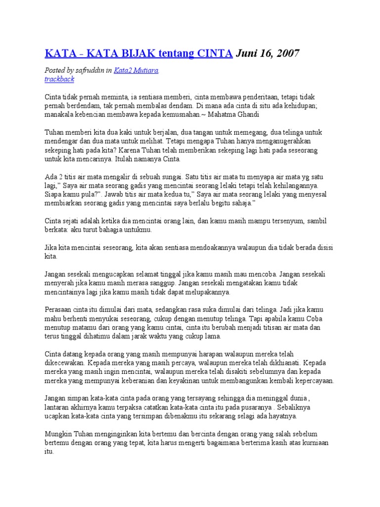 Kata Mutiara Cinta