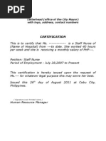 Sample Certificate of Employment