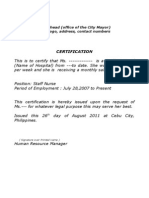 Sample Certificate of Employment