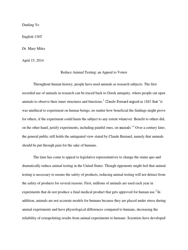 Реферат: Animal Testing Essay Research Paper For centuries