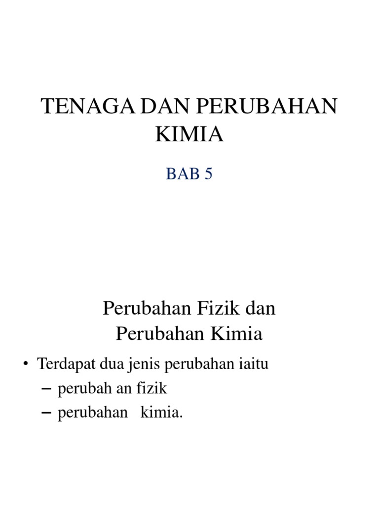 TENAGA DAN PERUBAHAN KIMIA