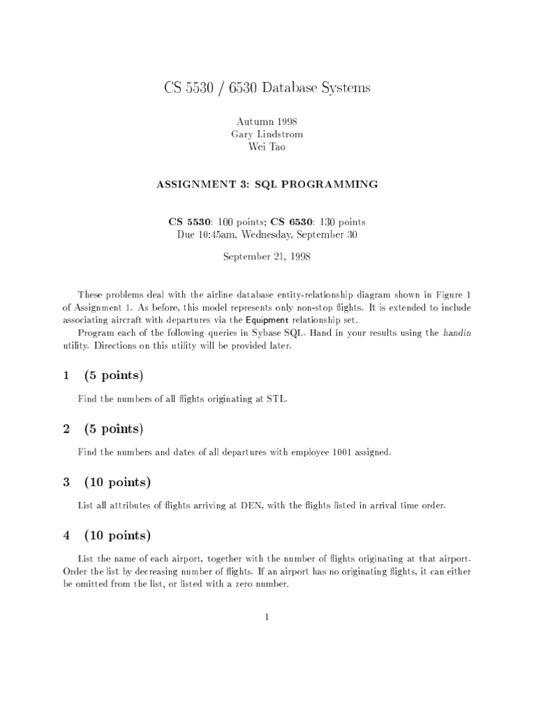 SQL Programming Assignment for Airlines | PDF | Airport | Databases