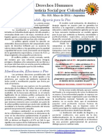 Boletin DDHH No. 10. Tejiendo Justicia Social Por Colombia - Mayo 01 de 2014