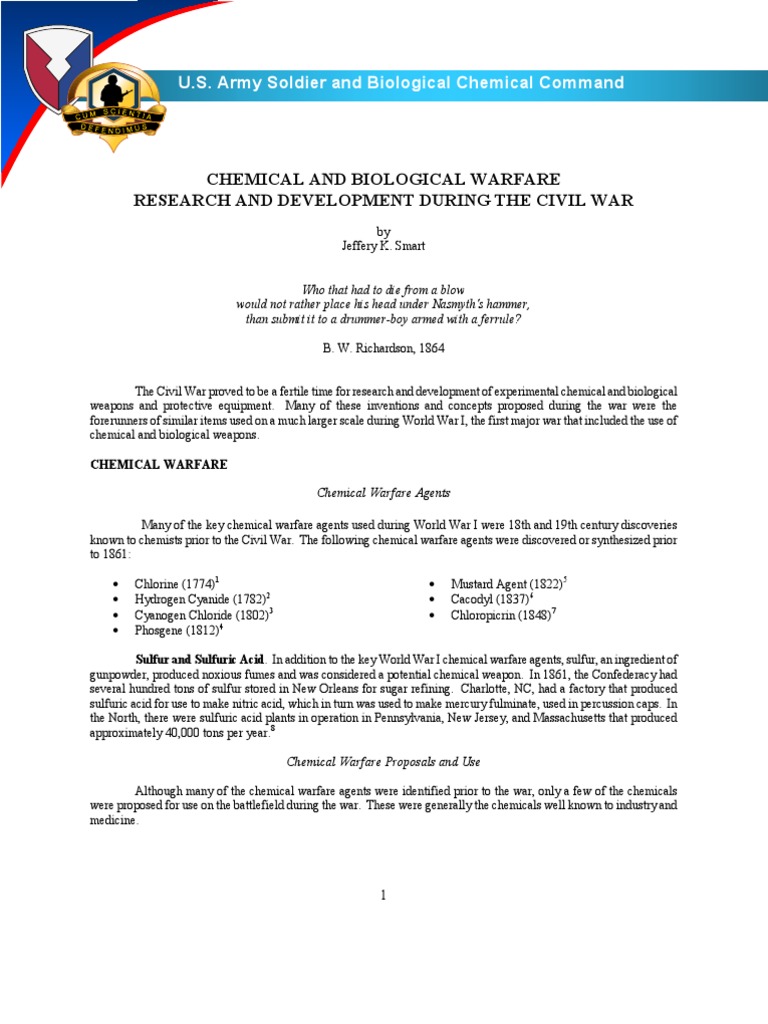 Chemical And Biological Warfare In The US Civil War Chemical Warfare 