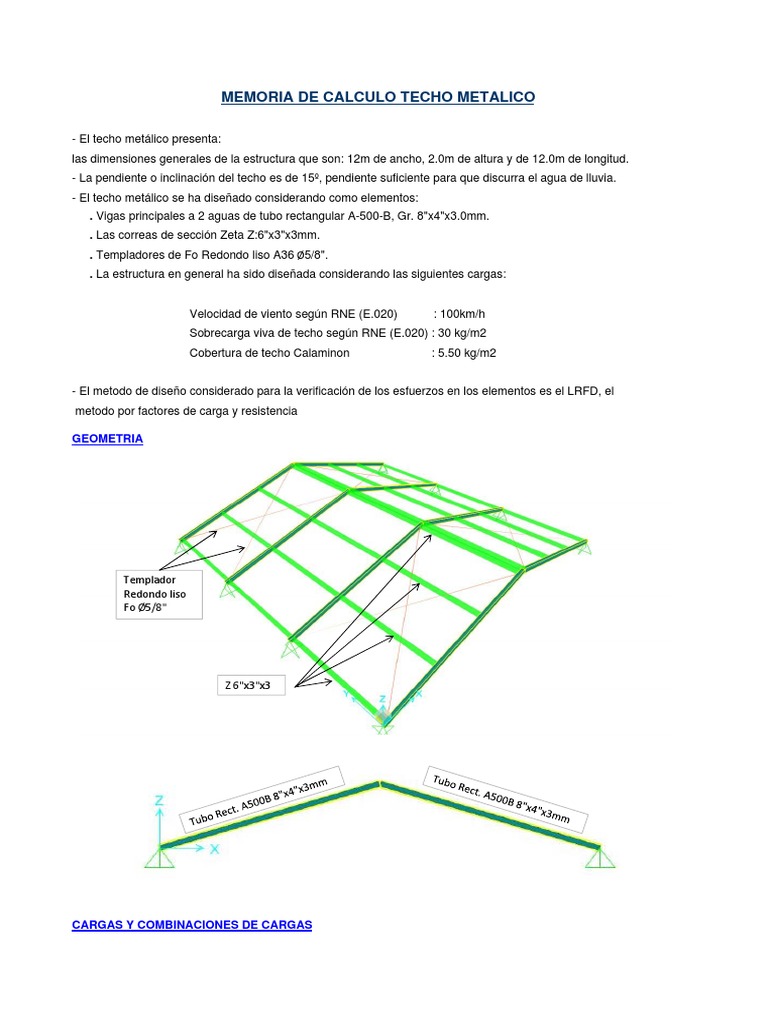 Memoria de Calculo-Techo Metalico Almacen | PDF | Transporte de agua |  Buques