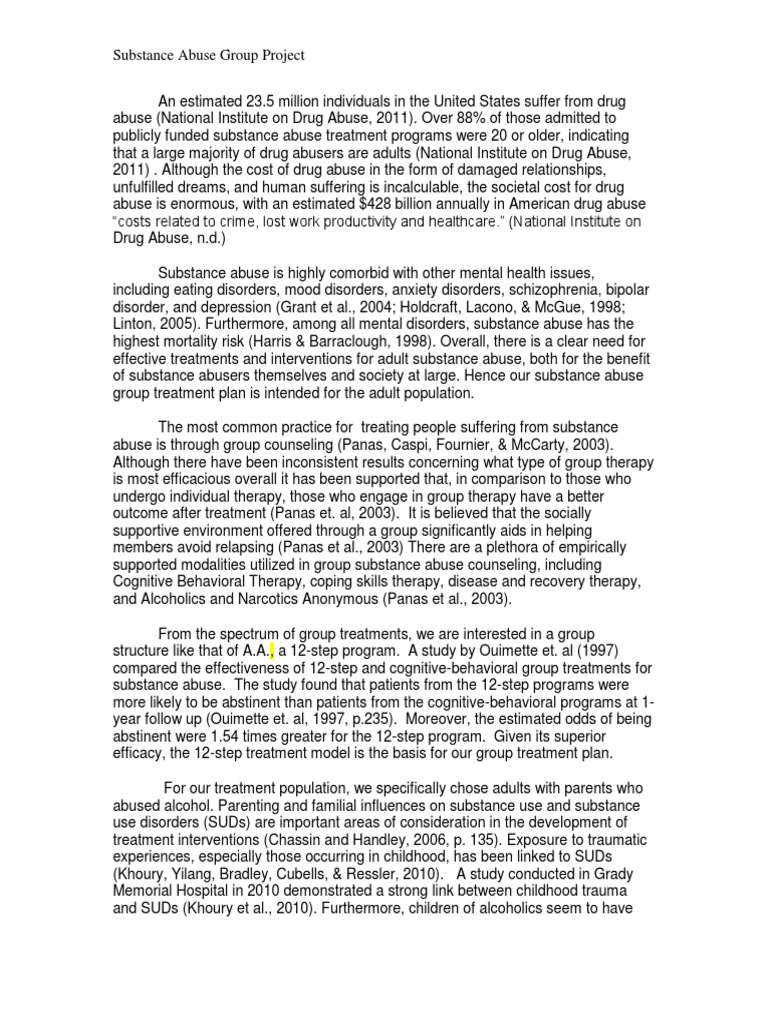 Substance Abuse Group Project | PDF | Substance Abuse | Cognitive ...