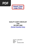 Quality Audit Checklist FOR ISO 9001:2000