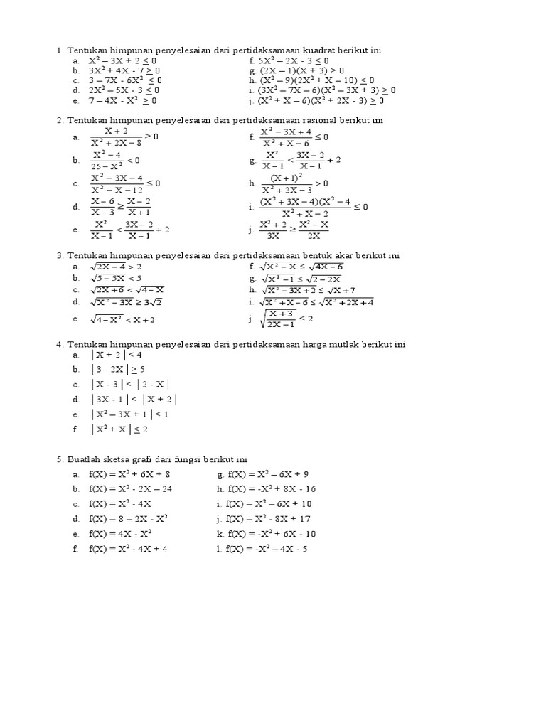 Pertidaksamaan Rasional Pdf
