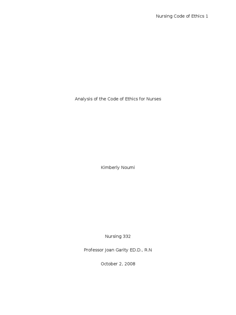 Analysis of The Code of Ethics For Nurses | PDF | Nursing | Patient