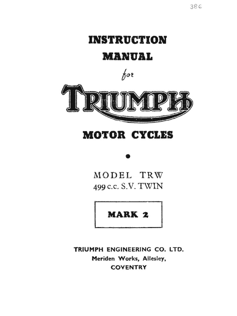 Instruction Manual for TRIUMPH TRW Mark 2