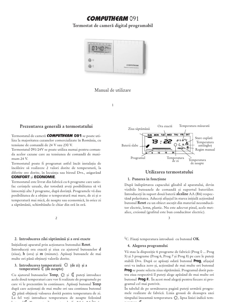 Manual De Utilizare Termostat Computherm Thermo Control System Termostat Computherm 091- Manual Utilizare