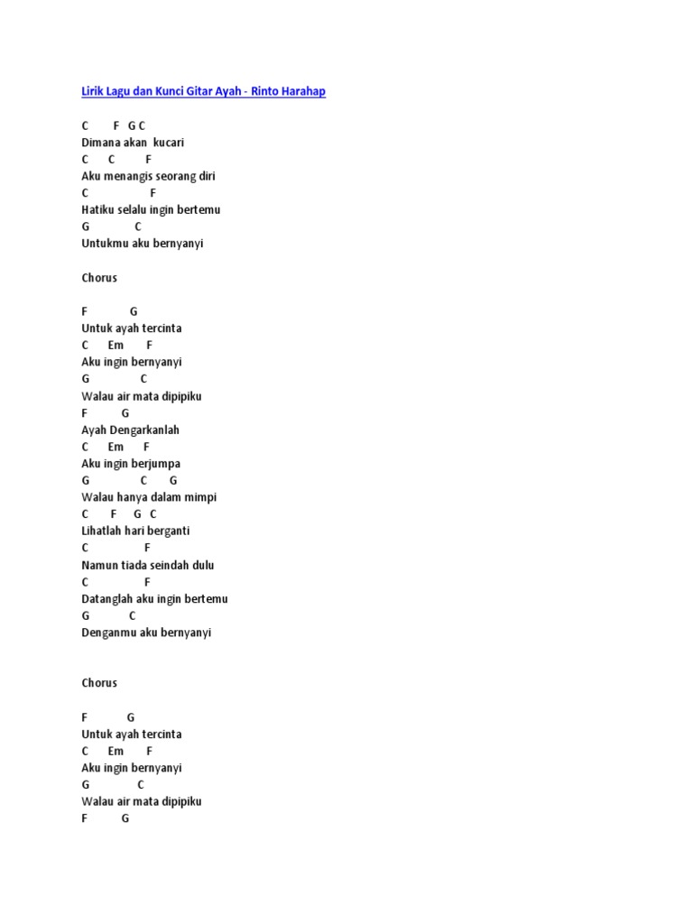 Lirik Lagu Dan Kunci Gitar Ayah Pdf