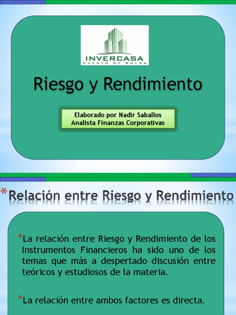 Relación entre Riesgo y Rendimiento Financiero | PDF