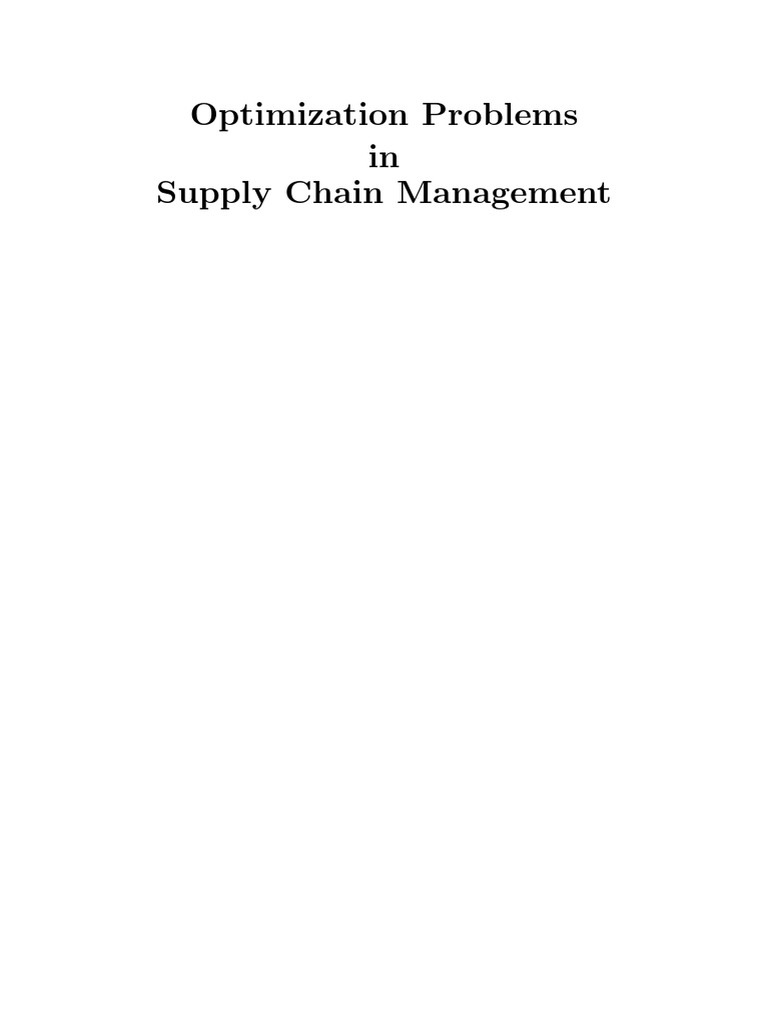 Optimization Problems in Supply Chain Management | PDF | Logistics ...