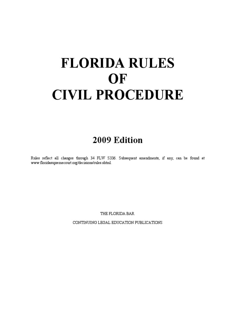 Florida Rules of Civil Procedure Service Of Process Deposition (Law)