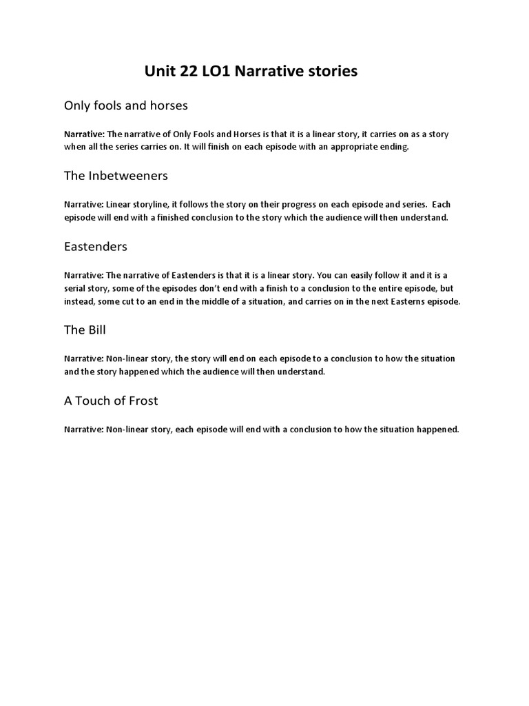 Unit 22 Lo1 Narrative Stories | PDF | Poetry