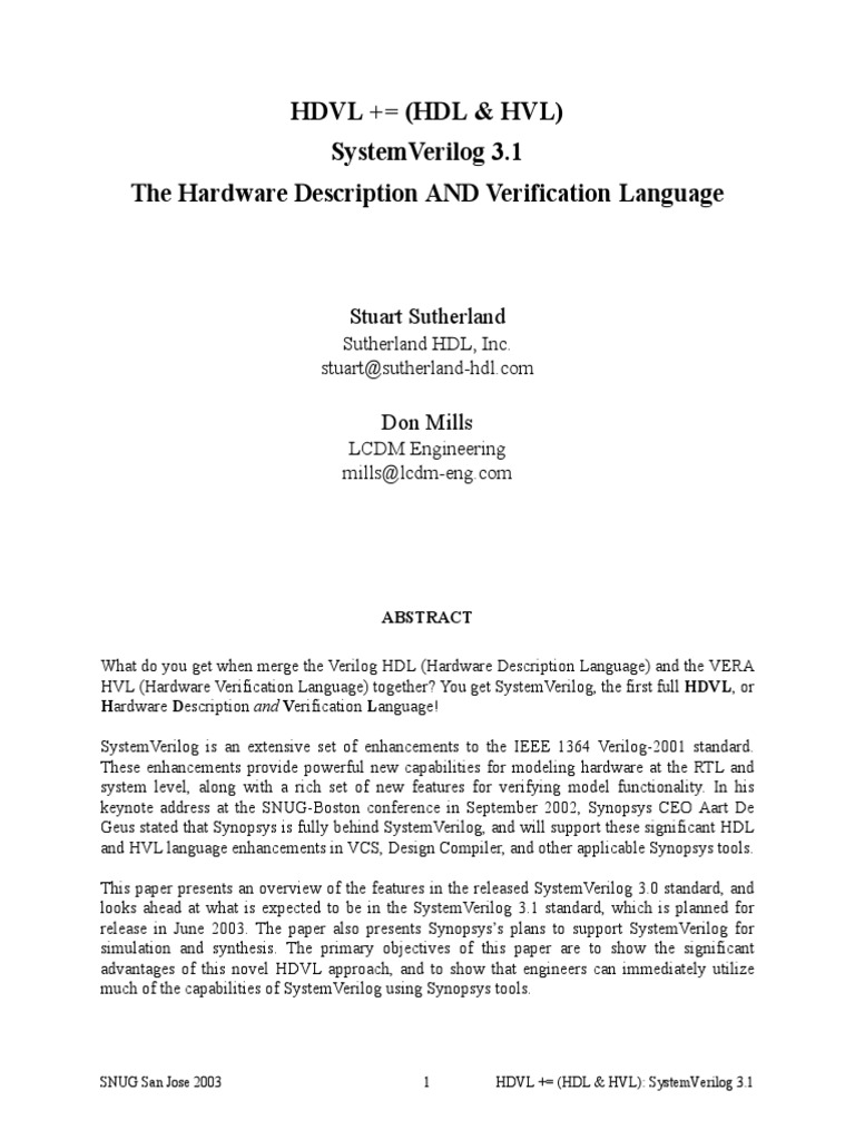 SystemVerilog Tutorial | PDF | Hardware Description Language | Data Type