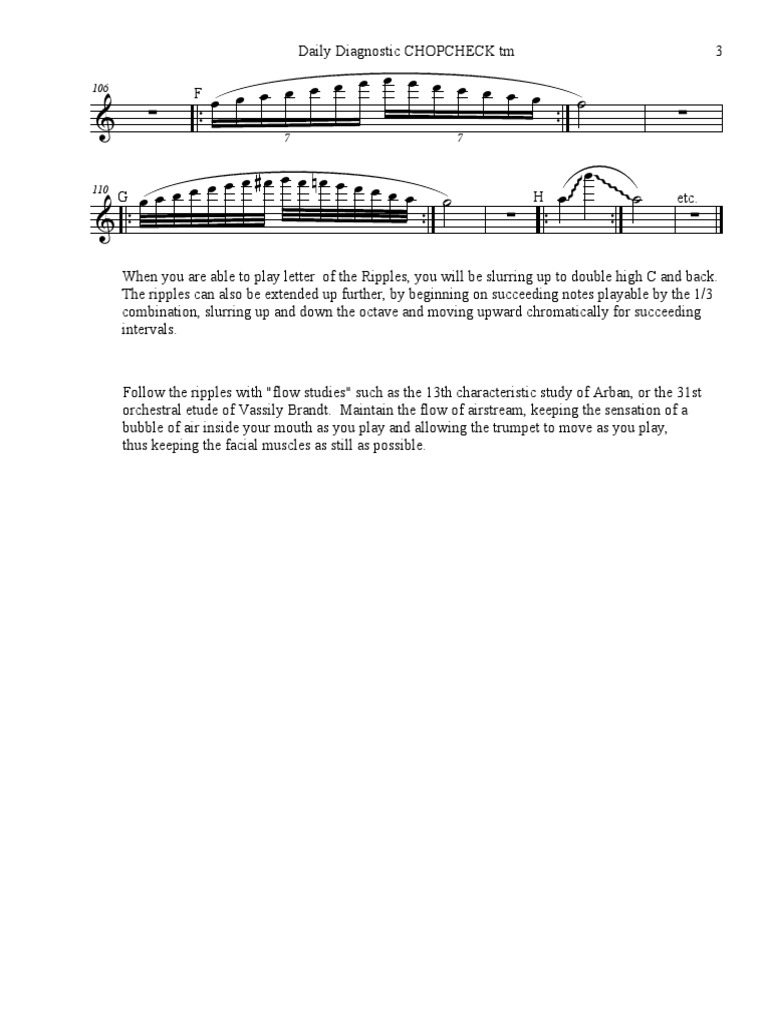 Daily Diagnostic Chop Check Trumpet PDF Trumpet Musicology