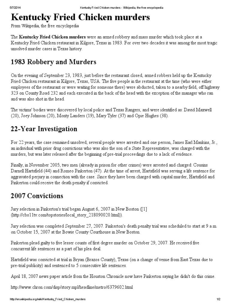 Kentucky Fried Chicken Murders | PDF | Legal Procedure | Crime & Violence