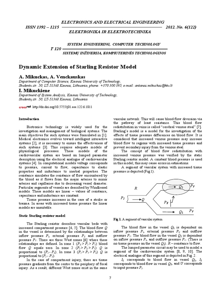 Starling Resistor PDF Hemodynamics Blood Vessel