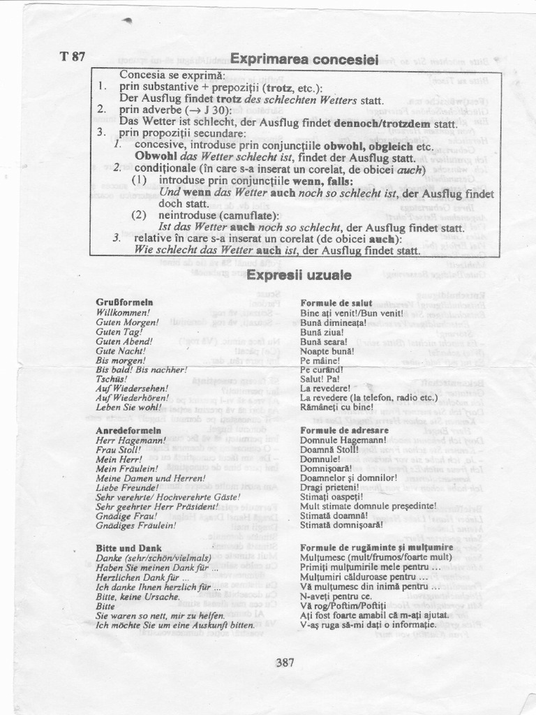 Expresii Uzuale Limba Germana