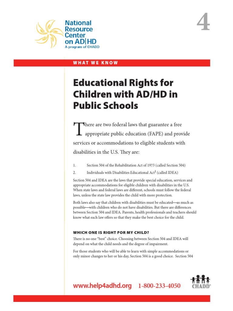 WWK04 Educational Rights For Children With ADHD in Public Schools | PDF ...