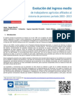 Evolucion Del Ingreso Medio de Trabajadores Agricolas Afiliados Al Sistema de Pensiones: Periodo 2003 - 2013