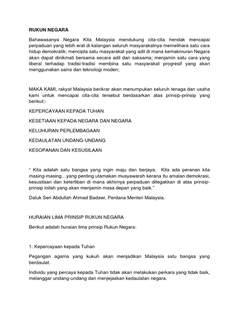 Rukun Negara Pdf