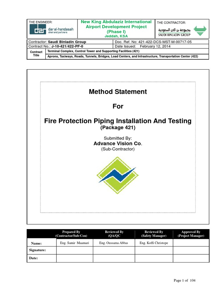 Fire Protection Piping Installation Method | PDF | Fire Sprinkler ...