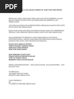 Teks Ucapan Pengacara Hari Guru Pdf