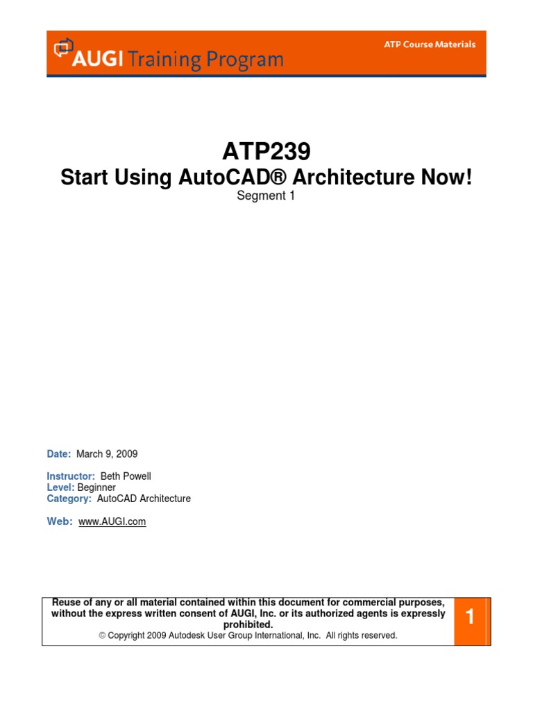 Autocad Architecture Segment 1 | PDF | Auto Cad | Copyright