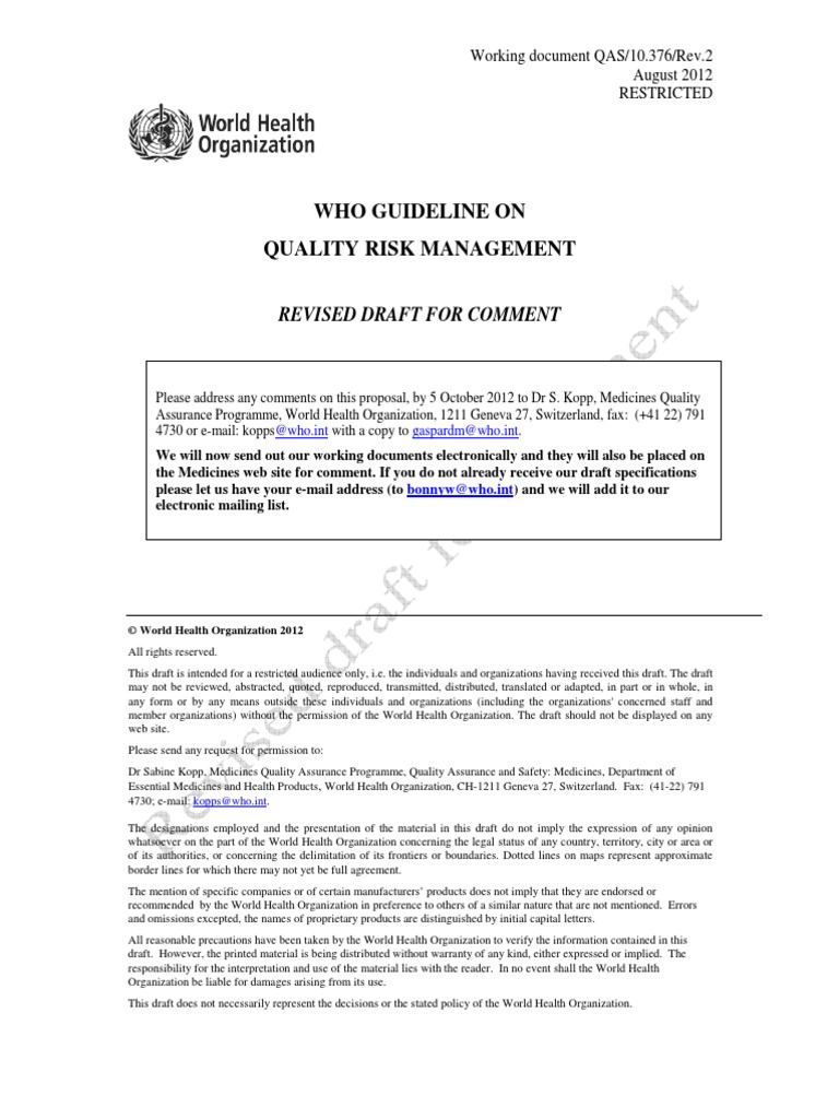 QualityRiskManagement QAS10-376Rev2 27082012 | PDF | Self-Improvement