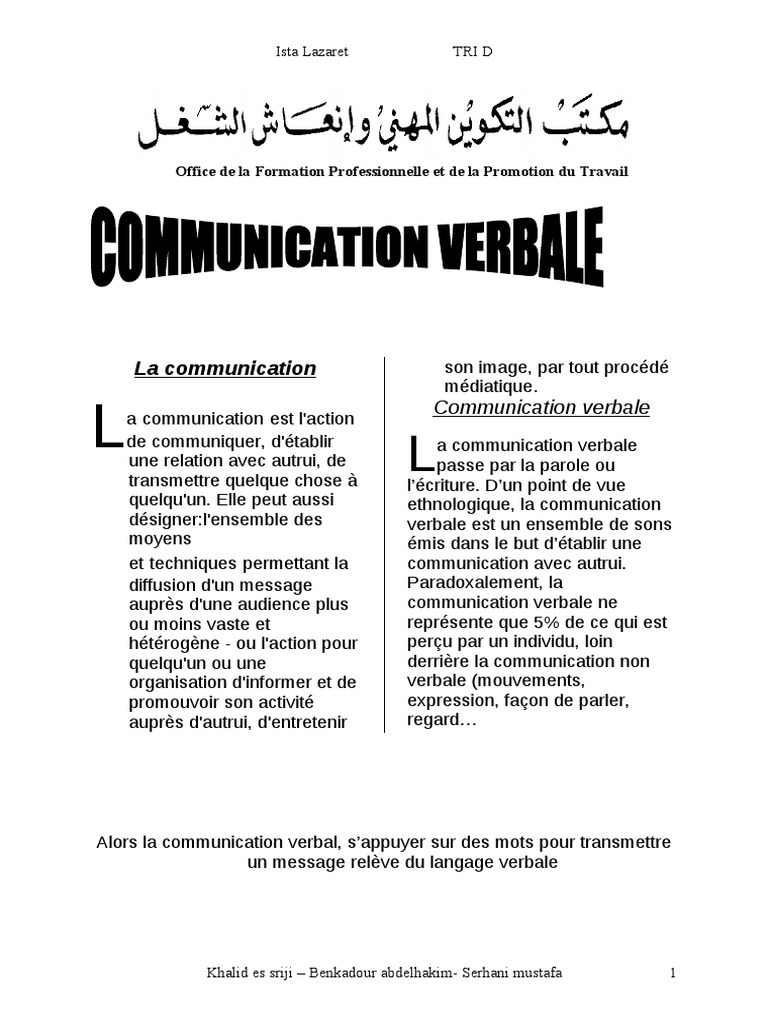 Communication Verbale La Communication Cognition